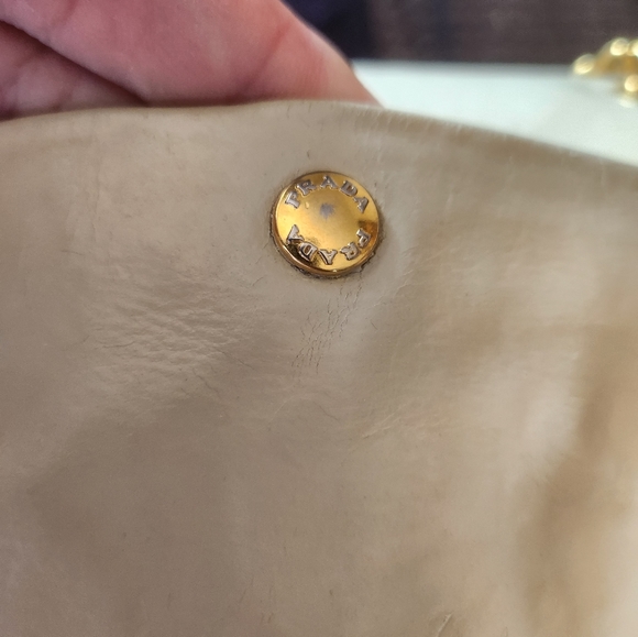 Sold Prada Glace Calf Leather Crossbody Handbag with Push Lock Chain Strap - Picture 10 of 13